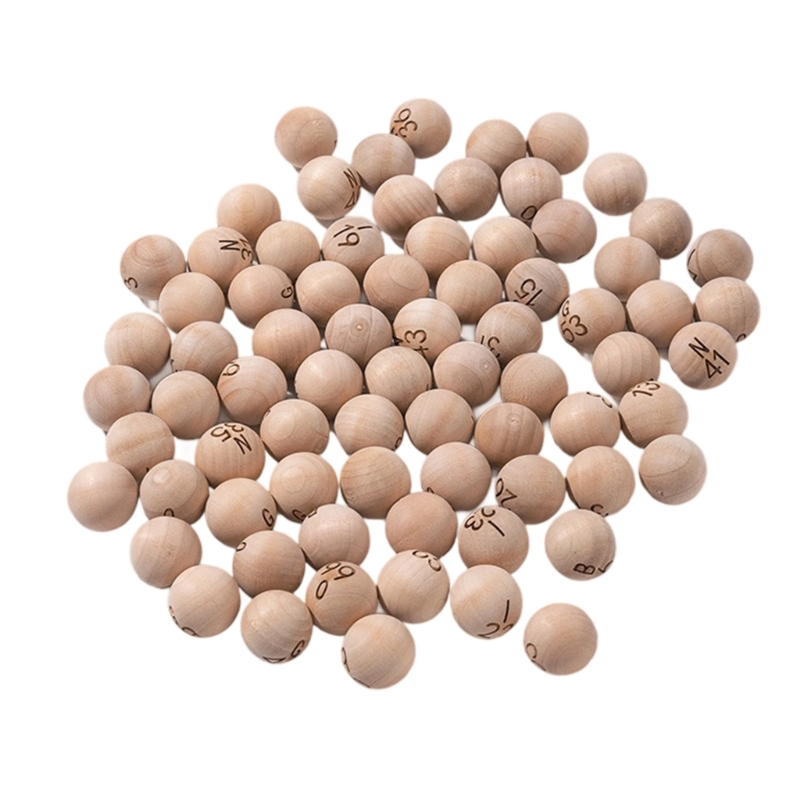 Party Games Bingo - Bolas bingo madera Natural, 75 Uds.,