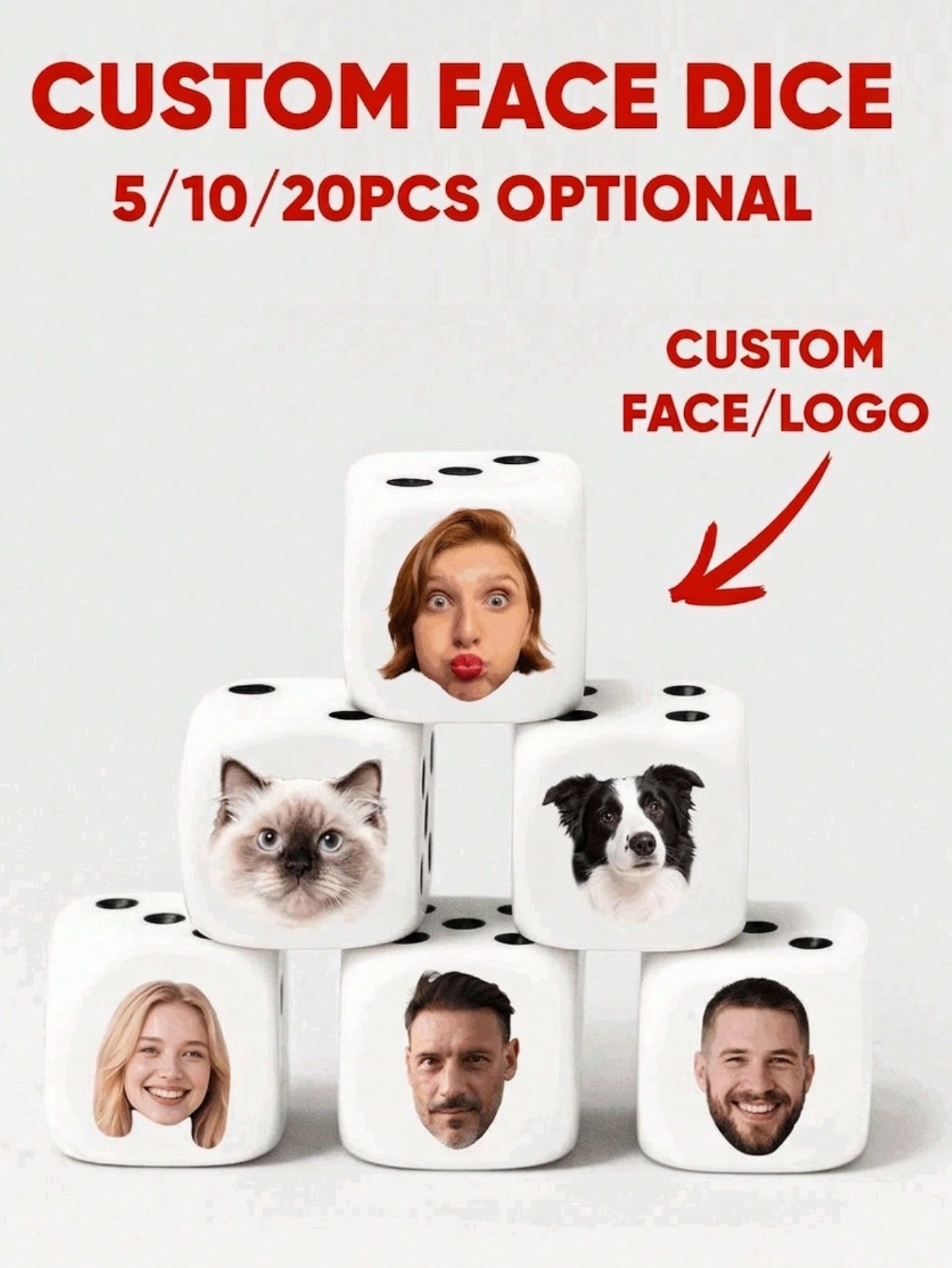 Party Games Christmas - Dados Personalizados con Caras, Dados Divertidos